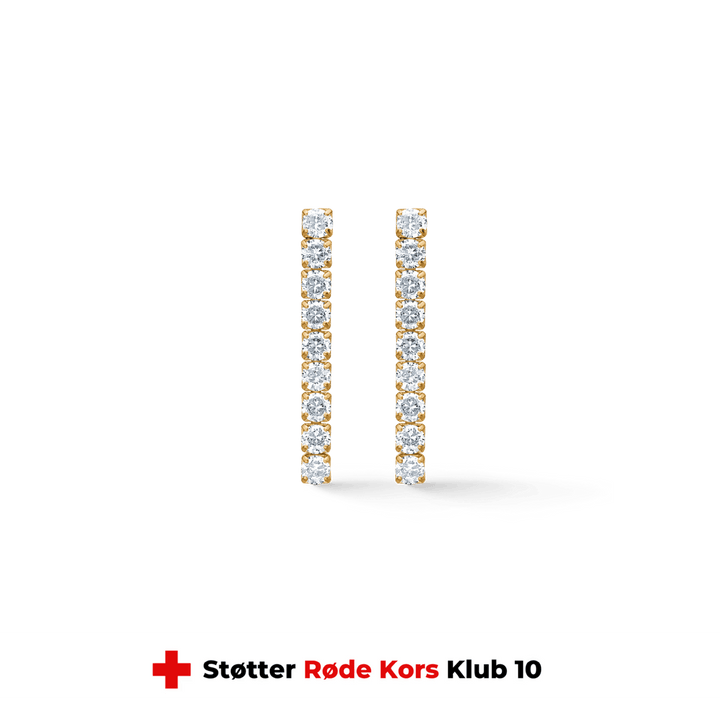 studio-z-tennis-oorbellen-30mm-in-vergulde-sol-met-zirkonia, vooraanzicht van vergulde oorbellen met zirkonia steentjes. Model 7217000-1