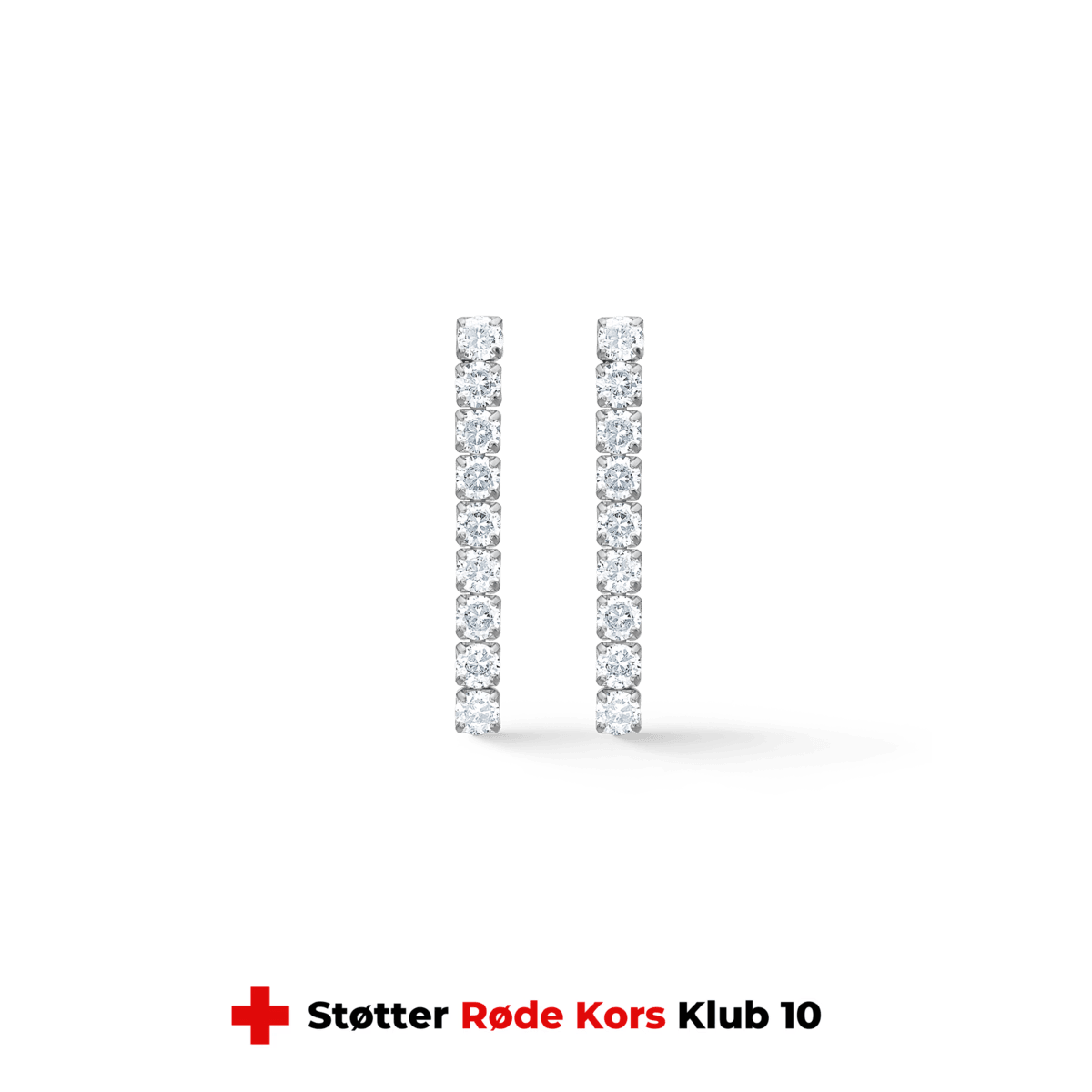 Studio Z Tennis oorbellen 30mm in zilver met zirkonia, elegante oorringen met heldere stenen op een witte achtergrond. Model 7117000-1