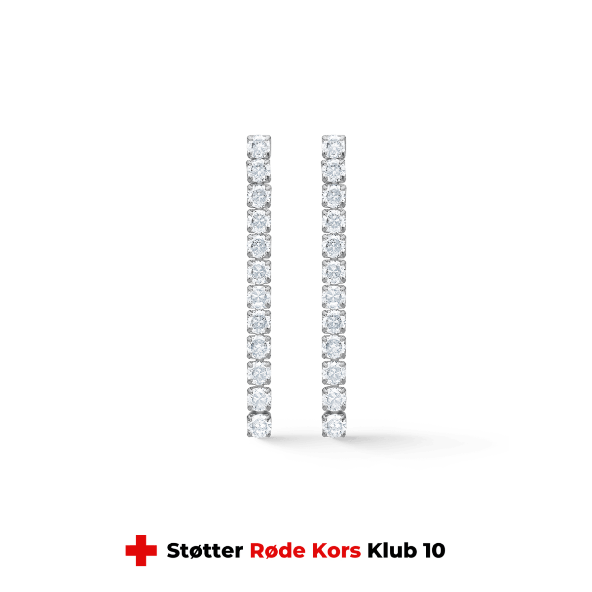 Studio Z Tennis oorbellen 40mm in zilver met zirkonia, elegante en slanke oorbellen. Model 7117001-1