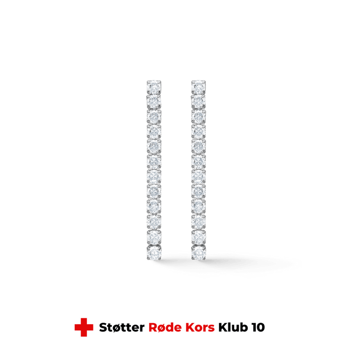 Studio Z Tennis oorbellen 40mm in zilver met zirkonia, elegante en slanke oorbellen. Model 7117001-1