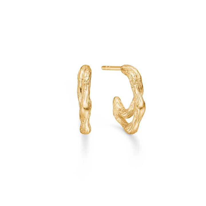 Studio Z Twine Gold Creole toont een set kleine creolen in een organisch, gedraaid gouden design, Model 7210853.
