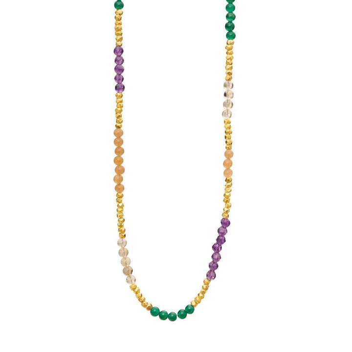 Susanne Friis Bjørner ketting in verguld zilver met gekleurde parels en edelstenen, Model1906-2-45-598-1.
