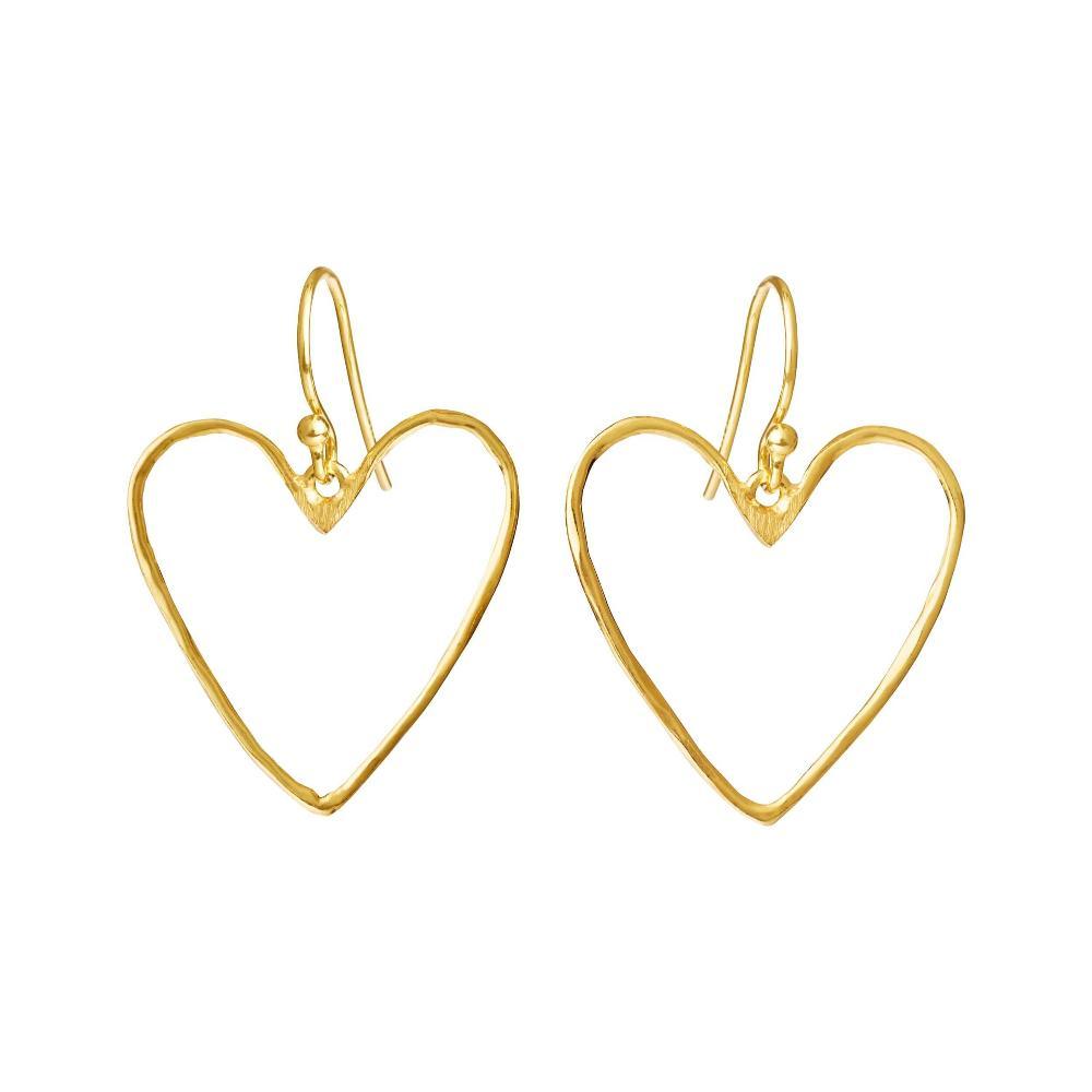 Susanne Friis Bjørner zilveren gesmede hartoorbellen, elegante open hartoorbellen in verguld zilver. Model 5703-2-25-1