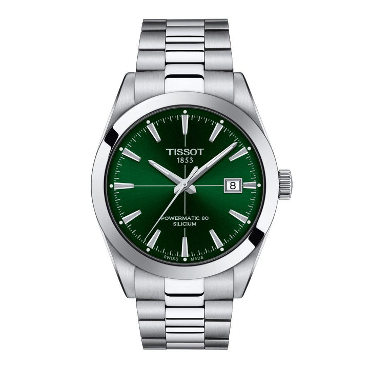 Tissot Gentleman Powermatic 80 Silicon met groene wijzerplaat en stalen ketting, model T1274071109101