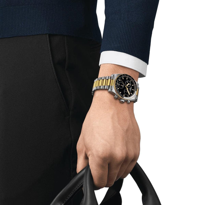TISSOT PR516 CHRONOGRAPH GULD PVD MED SORT URSKIVE - Herreur - T1494172205100