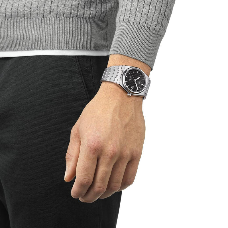 TISSOT PRX POWERMATIC 80 MED SORT URSKIVE - Herreur - T1374071105100