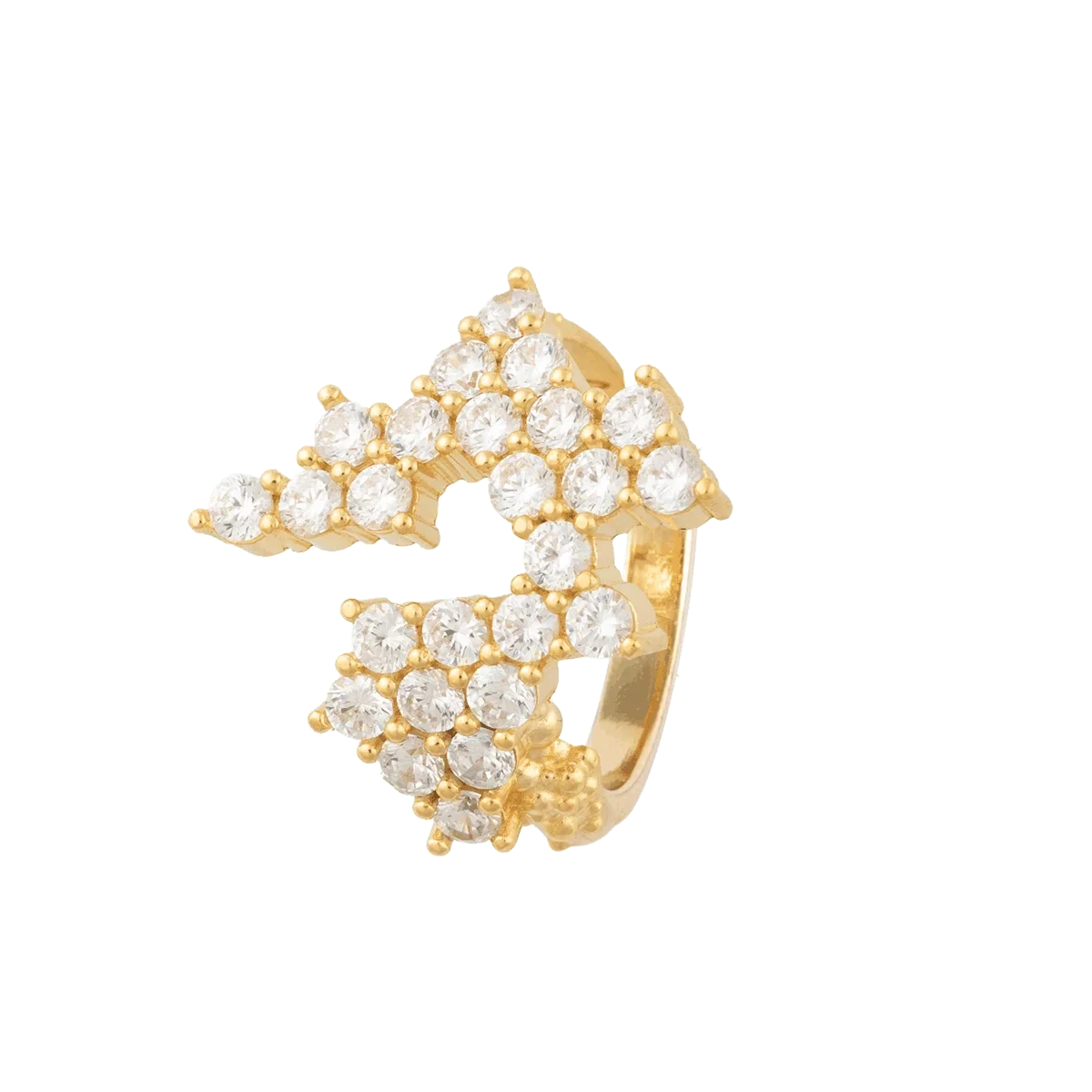 Vincent Lace Allure Ring verguld met witte kristallen, open ring met fonkelende steentjes. ModelVJ252-URG-001