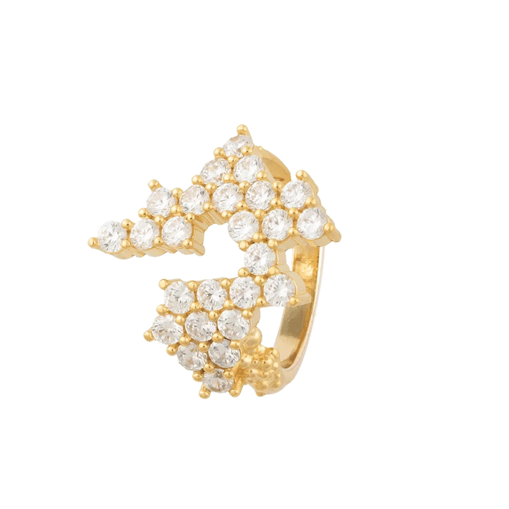 Vincent Lace Allure Ring verguld met witte kristallen, open ring met fonkelende steentjes. ModelVJ252-URG-001