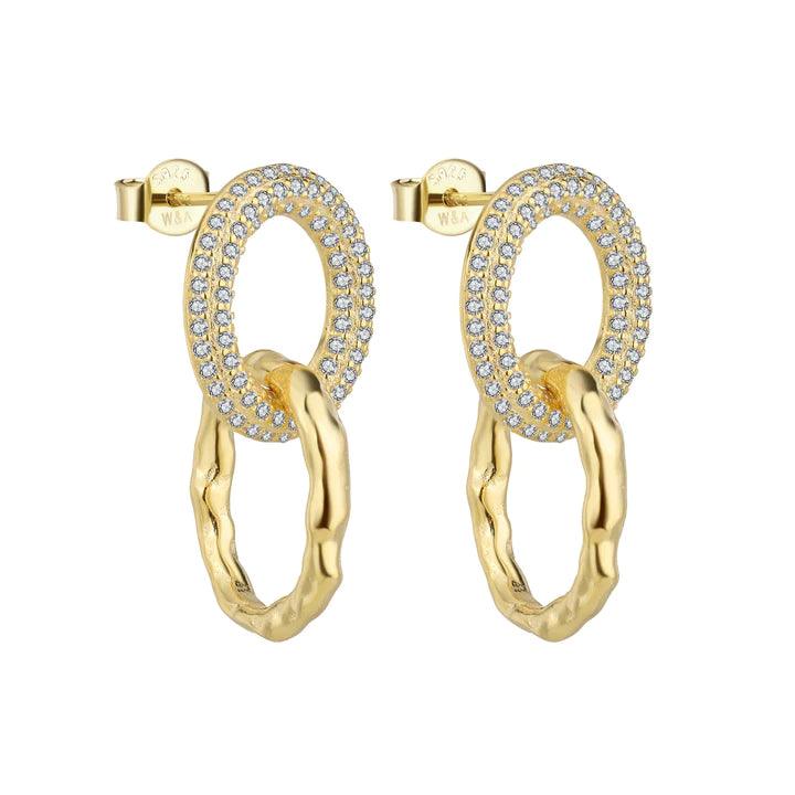 WiOGA Akita oorbellen in verguld zilver met ovale details met zirkonia's, model E-8405-GP