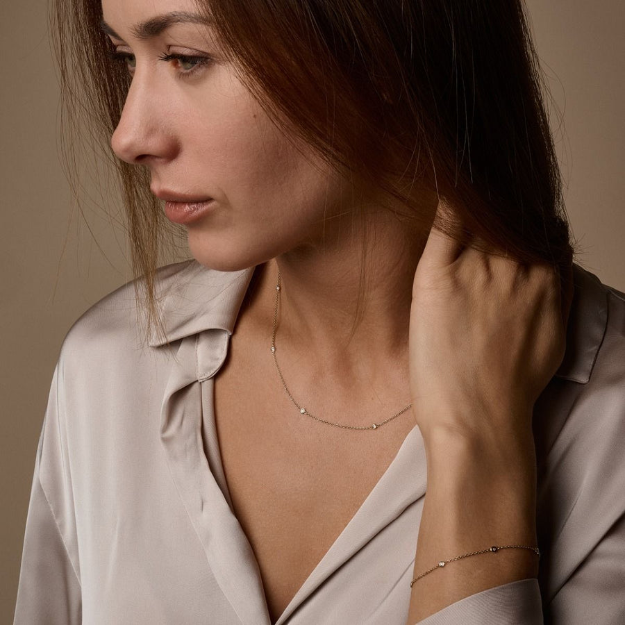 Nuran Zoe 14kt Halskæde Med Brillanter - Halskæder - V1002-0175-RG