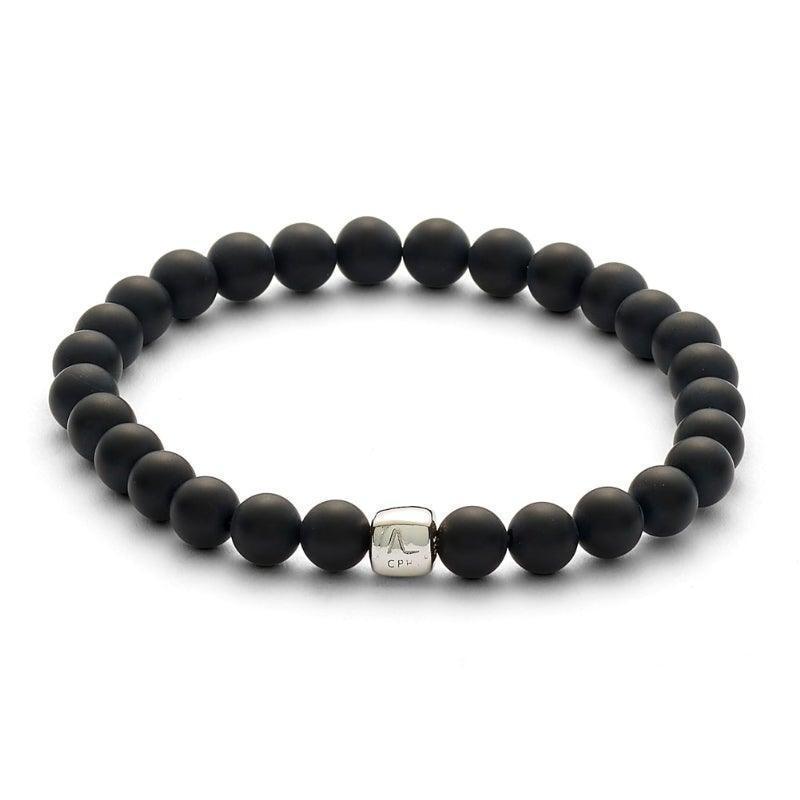 Alexander Lynggaard Armband Onyx 6mm met zwarte matte parels en zilveren detail, Model C00053-001