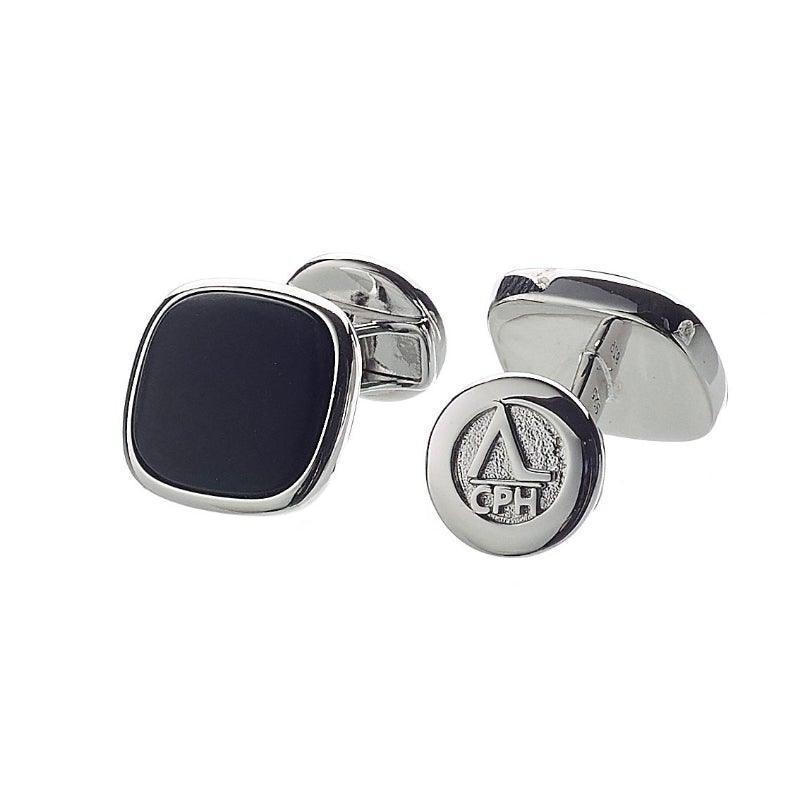 Alexander Lynggaard Hope Cufflinks Onyx toont elegante manchetknopen in zilver met zwart onyxdetail. ModelH31101-1