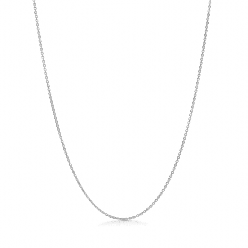 Anker Facet Zilveren Ketting 45 cm eenvoudig weergegeven op een witte achtergrond, slanke ketting in zilver. Model 9120110-9120110-1