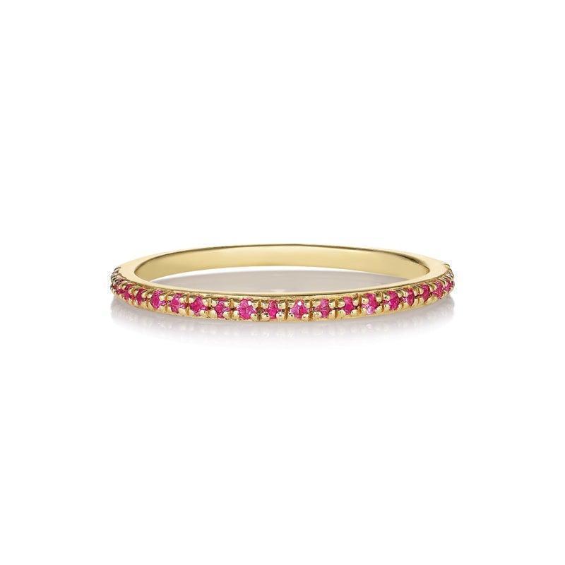 anpe atelier sarah lil puur roze saffieren 14kt gouden ring met roze saffieren in eenvoudige gouden ring, model 2468-005-1