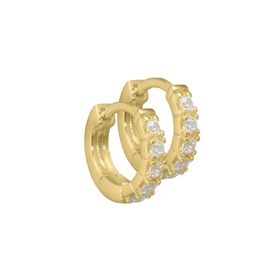 Aqua Dulce Darling oorbellen verzilverd 10-7 mm, ronde oorringen met heldere stenen, model 2099-2099-1.