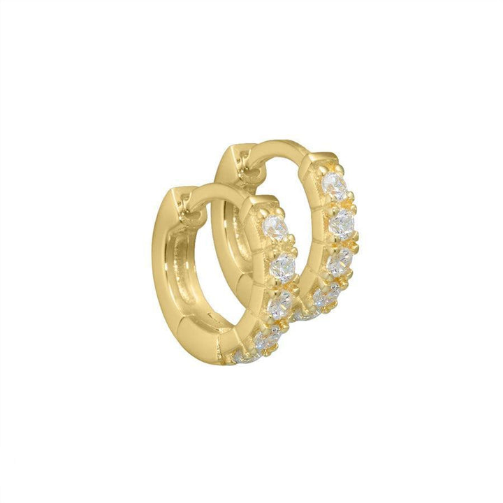 Aqua Dulce Darling oorbellen verzilverd 10-7 mm, ronde oorringen met heldere stenen, model 2099-2099-1.