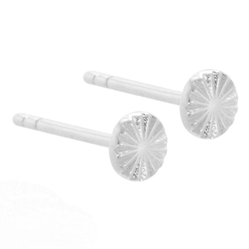 Aqua Dulce Line Coin-oorbellen in zilver met cirkelmotief met patroon, eenvoudig en stijlvol detail. Model 4116-4116-1