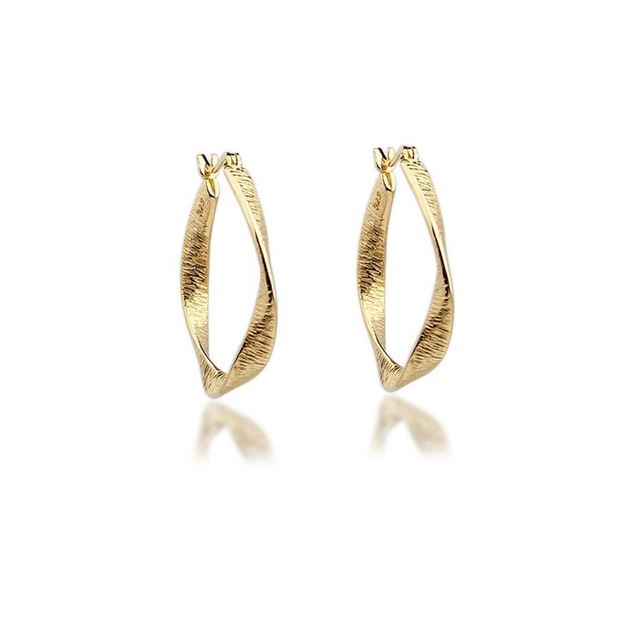 Aqua Dulce Twisted Lines creolen, elegante vergulde hoepel met gedraaide structuur, model 5187-5187-1.