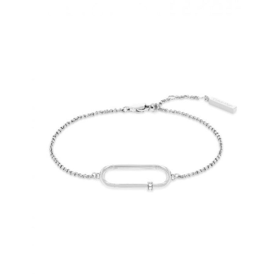 Calvin Klein Elongated Oval Bracelet Steel toont een elegante zilverkleurige armband met ovaal detail. Modellen 35000183-35000183.