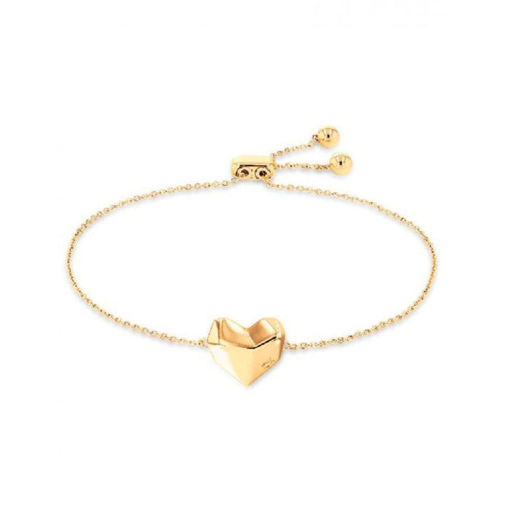 Calvin Klein Faceted Heart Armband staal goud met ketting en gefacetteerd hart op witte achtergrond. Modelnummer 35000039-35000039