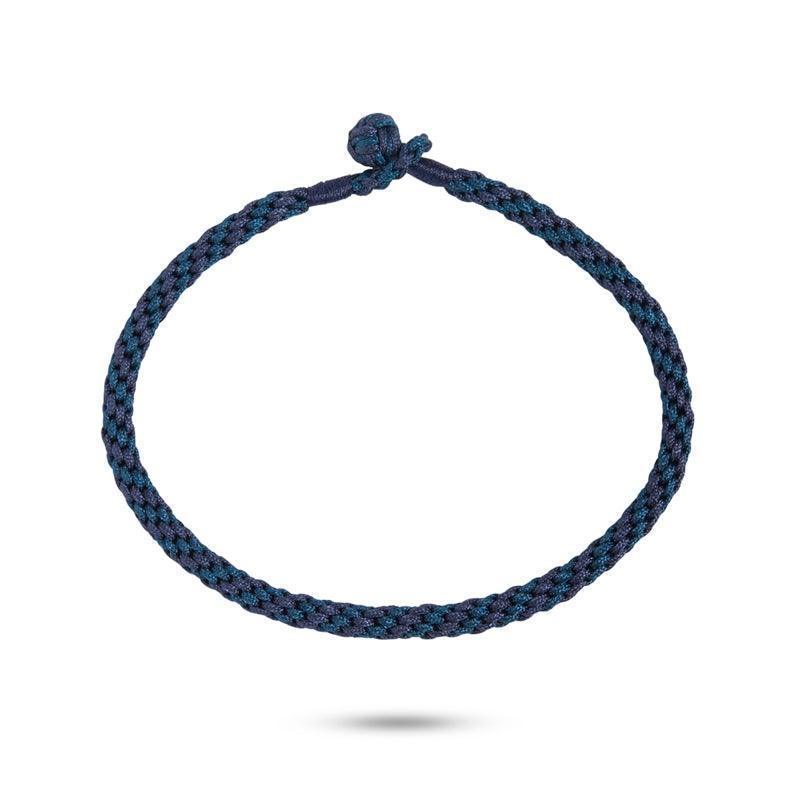 carré-blauwe-man-armband-bb4175, gevlochten donkerblauwe textielarmband met knoopsluiting, model BB4175-1