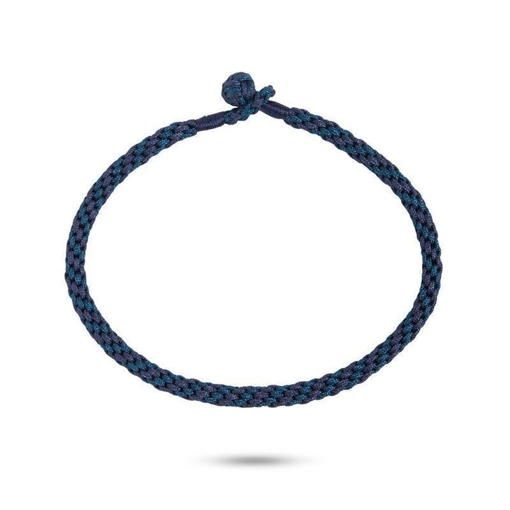 carré-blauwe-man-armband-bb4175, gevlochten donkerblauwe textielarmband met knoopsluiting, model BB4175-1