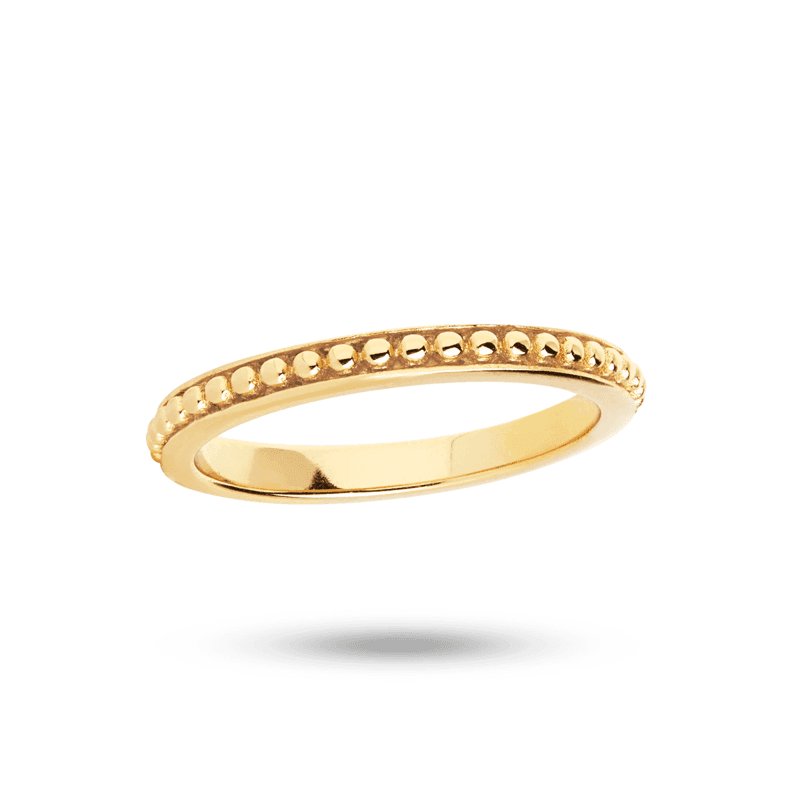 carre ring verguld zilver met decoratieve parelrand, eenvoudige en elegante stijl. ModelFR4302-FR4302-001-1