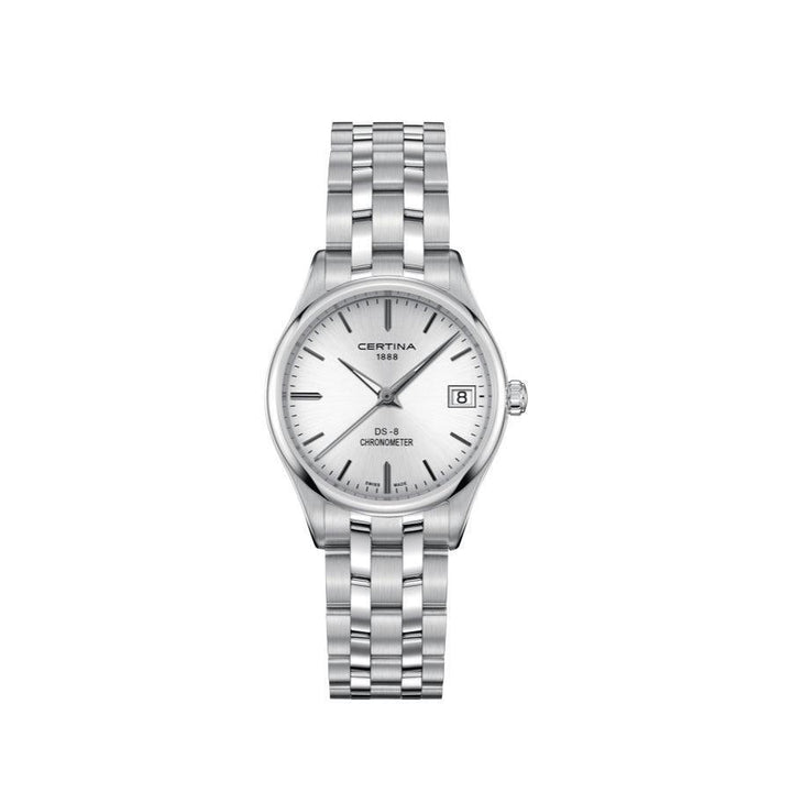 Certina DS-8 Dameur - Stållænke m. Sølv Urskive - Dameure - C0332511103100