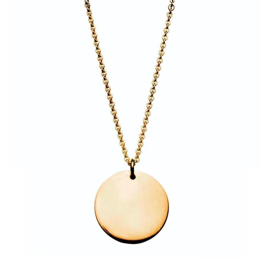 Cuff Copenhagen Vergulde ketting gepolijst met een ronde, gladde hanger in een gouden look op een witte achtergrond. Modelh1676-1