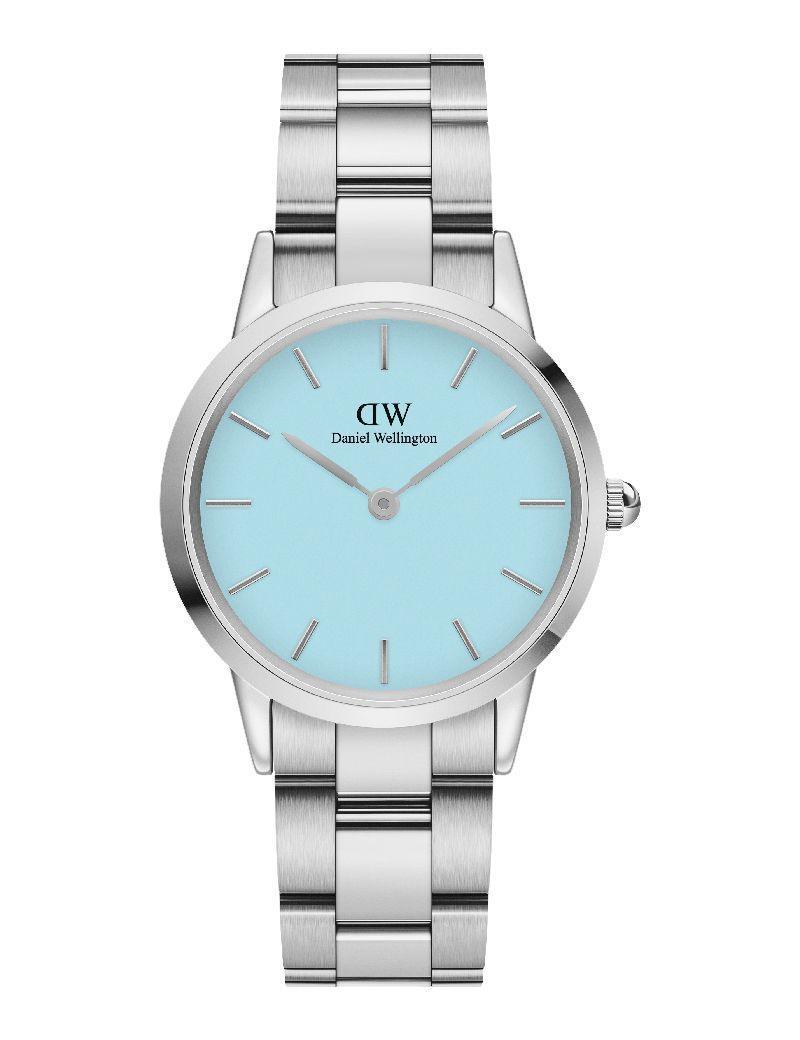Daniel Wellington Iconic Link Capri Pastel Blue 32 mm horloge met stalen band en lichtblauwe wijzerplaat. ModelADW00100541-1.