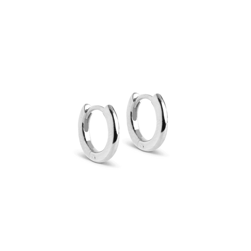 Enamel Chunky Sølv Hoops 8mm - E248S - Øreringe - E248S