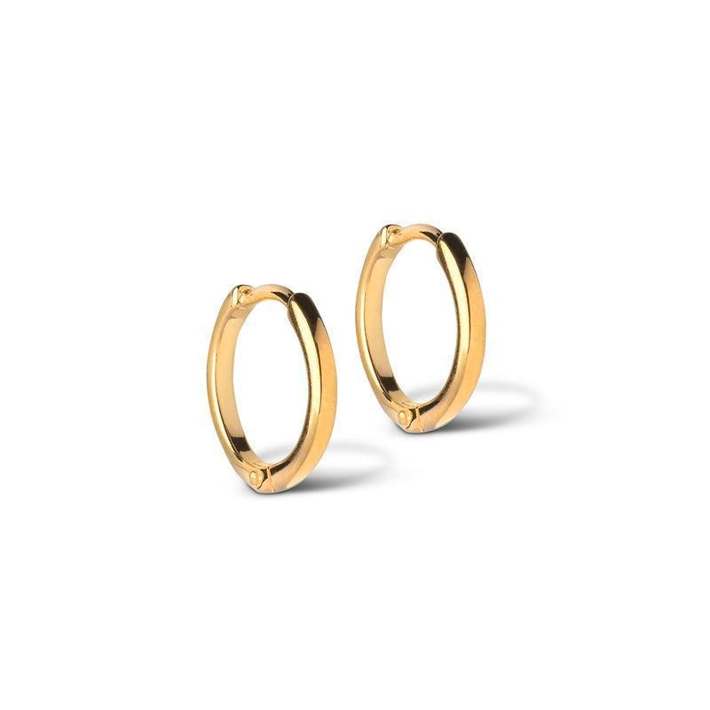 Enamel Classic Gold-plated Hoops 10mm toont een set eenvoudige, glanzende oorringen in gouden look. Model 168g-168g-1