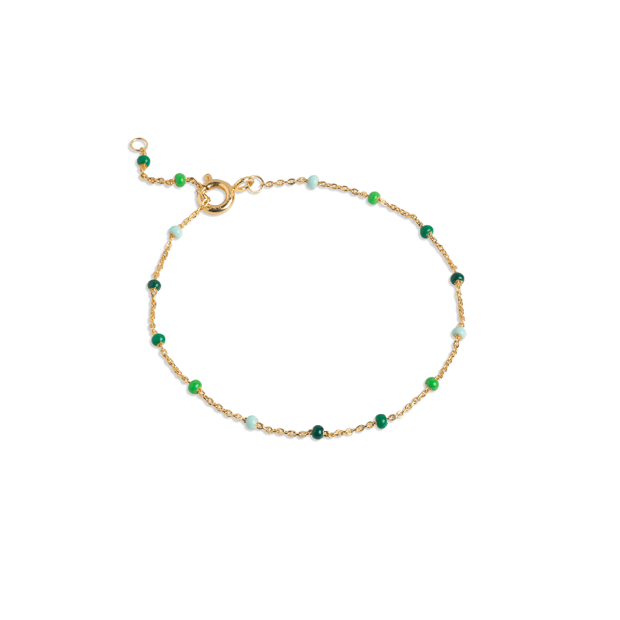 enamel lola armband lente, fijne gouden armband met groene en lichte parels, Model spring-b66g-spring-b66g-spring-1