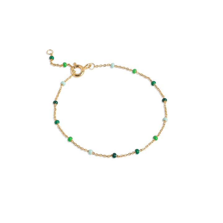 enamel lola armband lente, fijne gouden armband met groene en lichte parels, Model spring-b66g-spring-b66g-spring-1