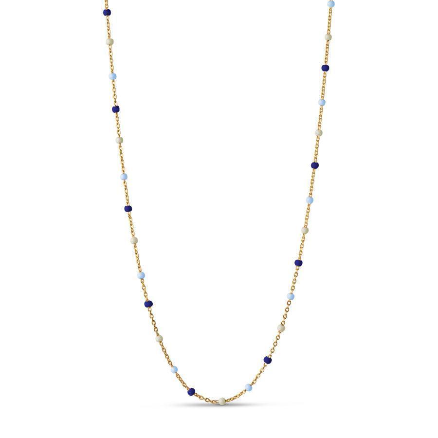 enamel lola ketting marine, gouden ketting met blauwe en lichte parels, model N55G-MARINE-N55G-MARINE-1
