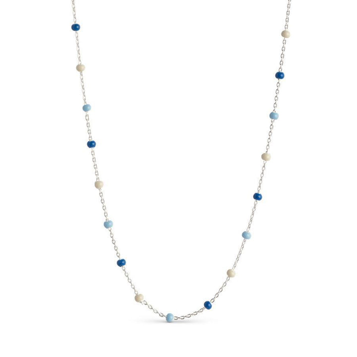 enamel lola ketting marine, zilveren ketting met blauwe en witte parels, Model n55s-marine-n55s-marine-1
