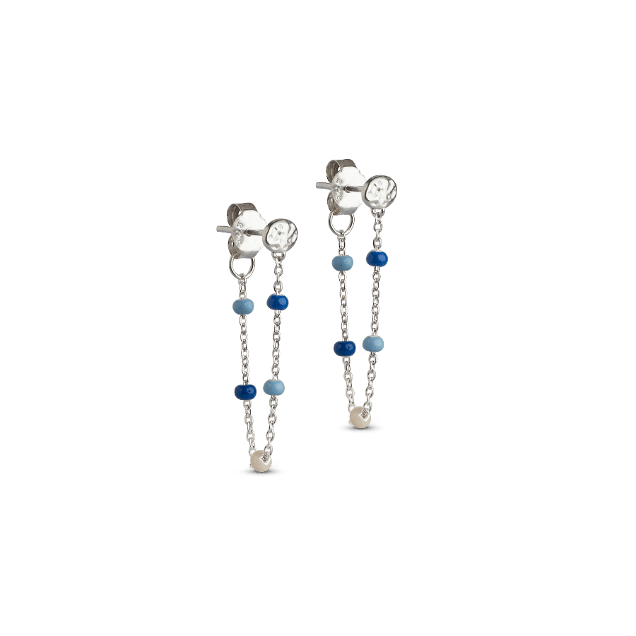 enamel lola oorbellen marine, zilverkleurige schakeloorbellen met blauwe en lichte parels. Model e140s-marine-e140s-marine-1