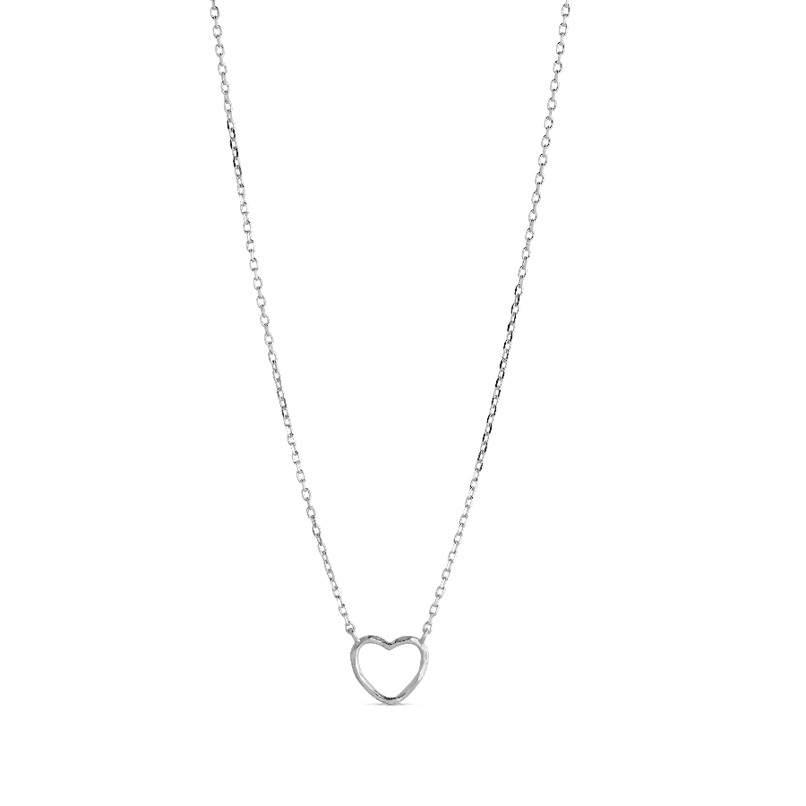 enamel biologische hartjesketting met zilverkleurige open hart hanger, Model n102sm-n102sm-1