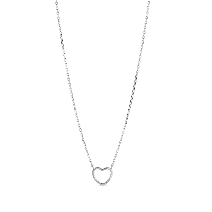 enamel biologische hartjesketting met zilverkleurige open hart hanger, Model n102sm-n102sm-1