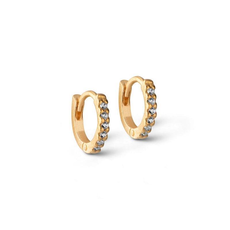 Enamel Petite Flora Gold-plated Hoops 6mm, kleine vergulde oorbellen met heldere steentjes aan de voorkant. Model e173gm-e173gm-1