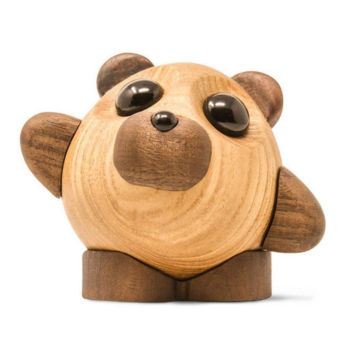 Fablewood Bjornen Teddy houten figuur van licht en donker hout met glanzend zwarte ogen, Model 1102-1.