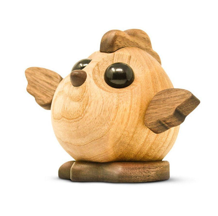 Fablewood Hen Henny in licht en donker hout, decoratief houten figuur met glanzende zwarte ogen. Model 1106-2