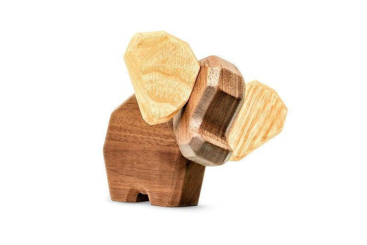 Fablewood Kleine Olifant, decoratief houten figuur met lichte en donkere houten details. Model 9006-2.