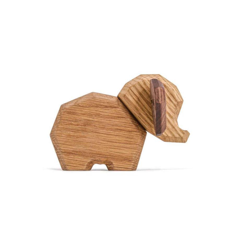 Fablewood Kleine olifant in licht hout, gestileerd figuur met donkere details, model 9008-9008-1