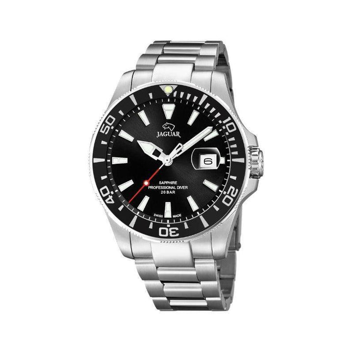 Jaguar herenhorloge Executive Diver J860/D met zwarte wijzerplaat, datum en stalen schakel. ModelJ860D