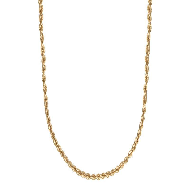 jeberg jewellery robin ketting verguld toont een eenvoudige, gedraaide gouden ketting tegen een witte achtergrond. Model 4590-42-goud-1
