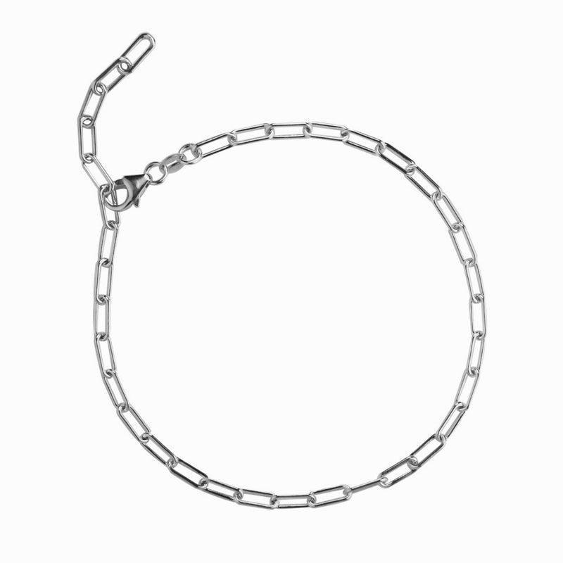 jeberg jewellery sophia zilveren enkelbandje met langwerpige open schakels, minimalistisch ontwerp op witte achtergrond. Model 4550-S-1