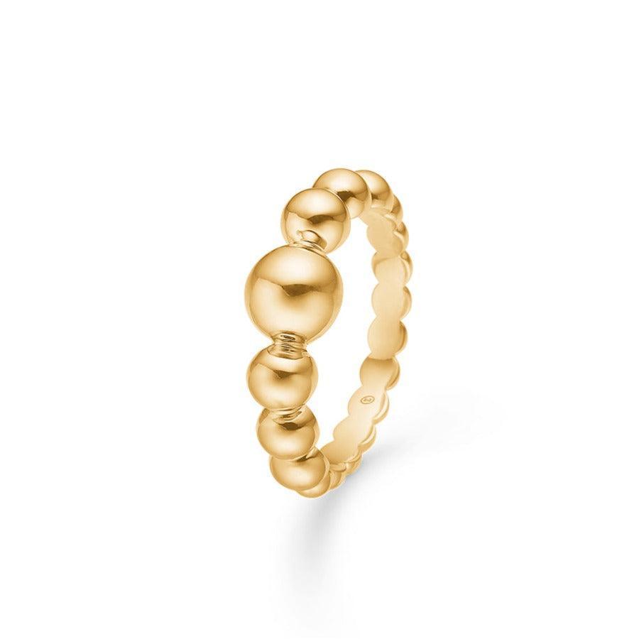 Mads Z 14 kt Big Ball Ring in helder goud met koepelvormige baldetails, model 1540078-001-1