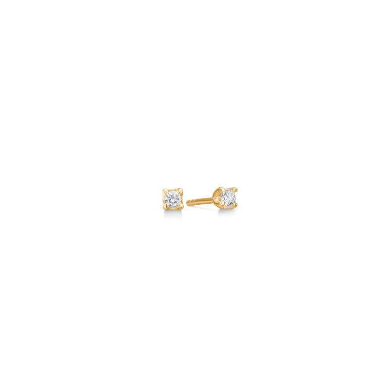Mads Z 14 kt Crown Diamond Earrings 0,09 ct toont kleine elegante studs in goud met glanzende diamanten. Modelnummer 1511609