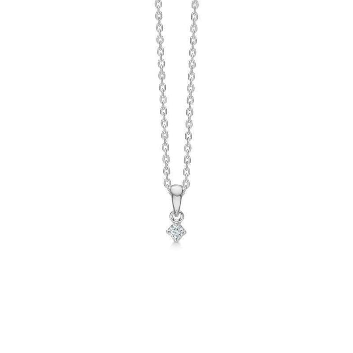 Mads Z 14kt Crown Diamond Hanger 0,04 ct witgoud, elegante ketting met kleine diamanten hanger. Model1631604-1